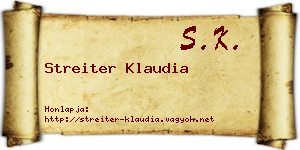 Streiter Klaudia névjegykártya